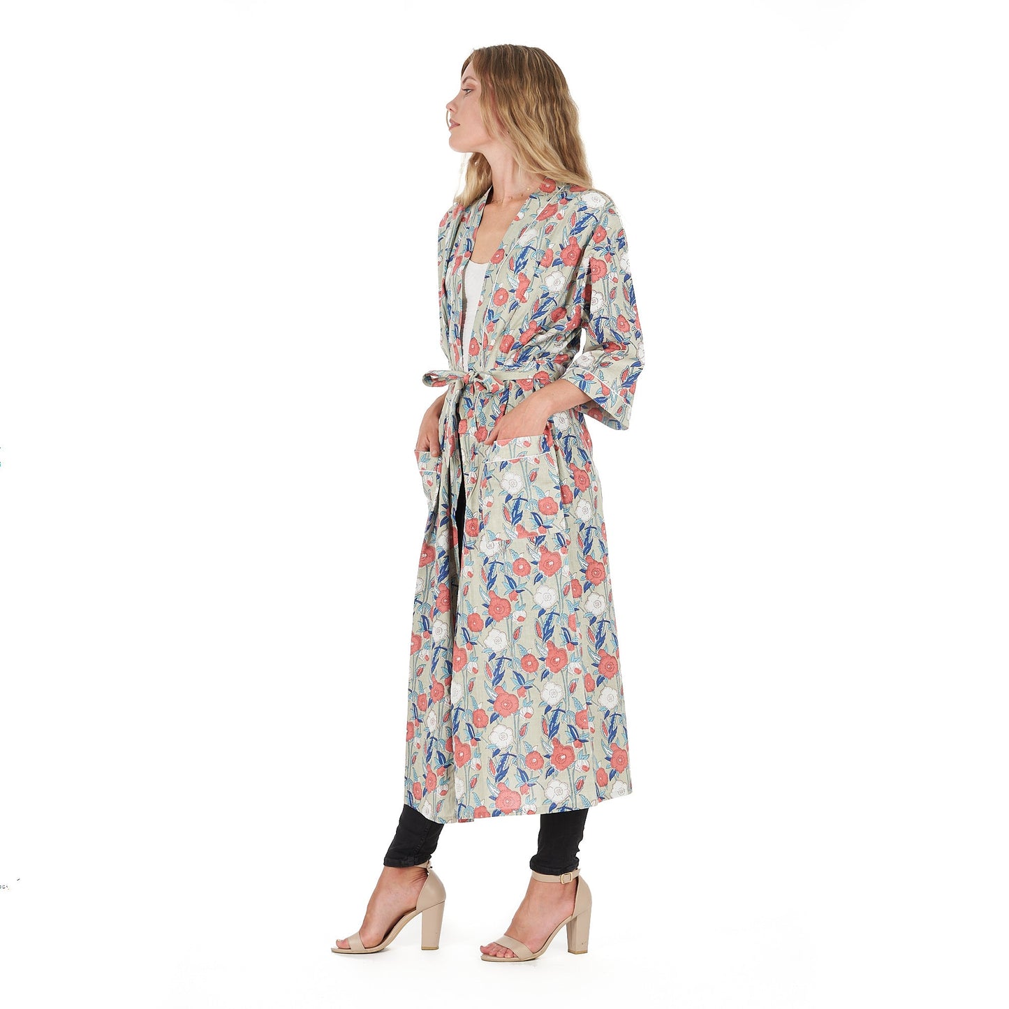 Leisurely Luxe Frida Kahlo Inspired Kimono Robe – Bird of Paradise Print, 100% Cotton Cambric, Free Size, Versatile Kaftan & Robe, Limited Edition