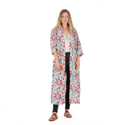 Cozy Couture Frida Kahlo Inspired Kimono Robe – Bird of Paradise Print, 100% Cotton Cambric, Free Size, Versatile Kaftan & Robe, Limited Edition