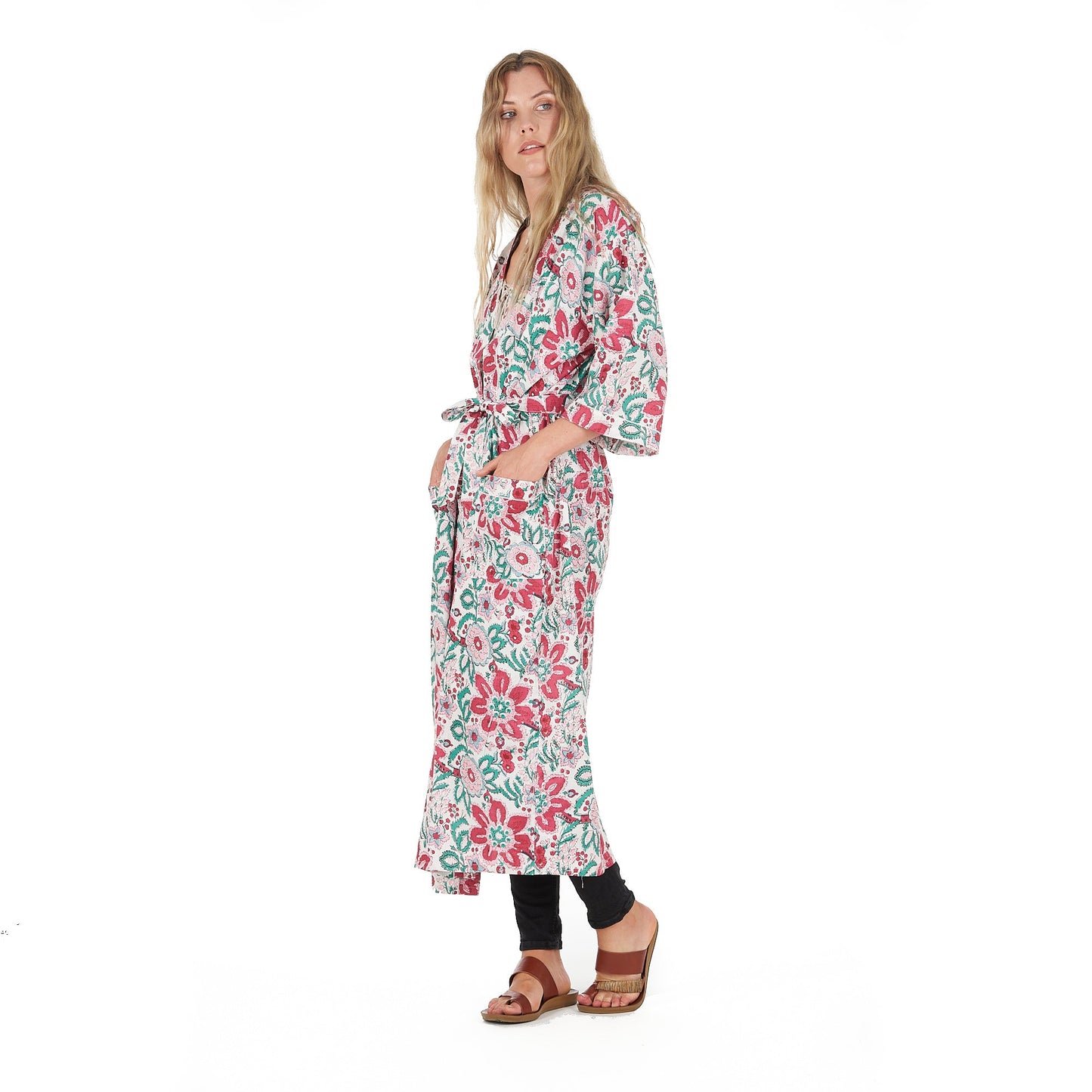 Cozy Couture Frida Kahlo Inspired Kimono Robe – Bird of Paradise Print, 100% Cotton Cambric, Free Size, Versatile Kaftan & Robe, Limited Edition