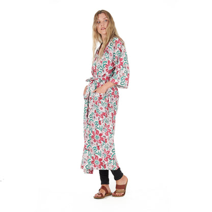 Cozy Couture Frida Kahlo Inspired Kimono Robe – Bird of Paradise Print, 100% Cotton Cambric, Free Size, Versatile Kaftan & Robe, Limited Edition