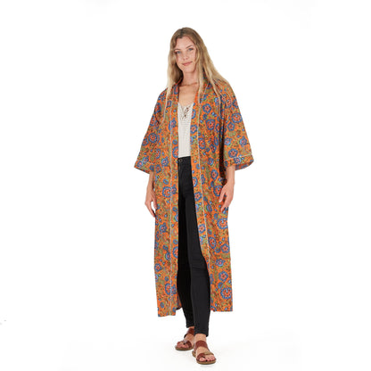 Lounge In Style Frida Kahlo Inspired Kimono Robe – Bird of Paradise Print, 100% Cotton Cambric, Free Size, Versatile Bathrobe & Kaftan, Limited Edition