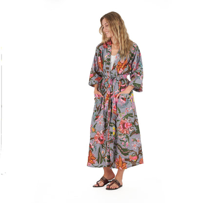 Bold Botanicals 100% Cotton Kaftan – Bird of Paradise Hand-Screen Printed, Versatile Wear, Free Size, Limited Edition, Comfortable & Stylish