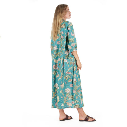 Coastal Cool 100% Cotton Kimono Robe – Bird of Paradise Hand-Screen Printed, Multi-Use, Free Size, Limited Edition, Soft & Breathable