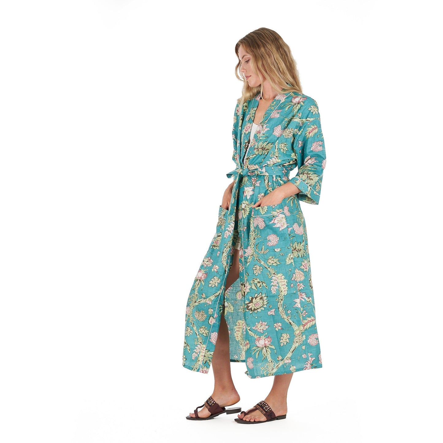 Coastal Cool 100% Cotton Kimono Robe – Bird of Paradise Hand-Screen Printed, Multi-Use, Free Size, Limited Edition, Soft & Breathable