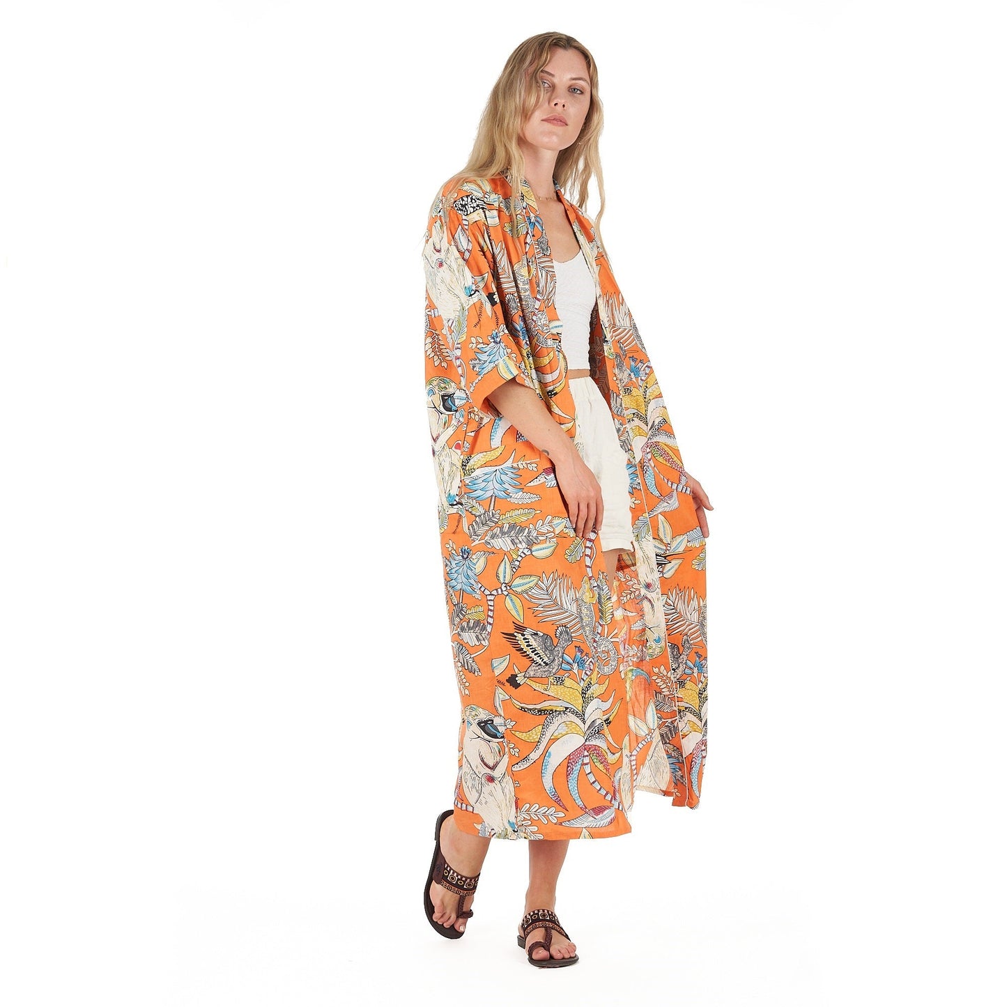 Paradise Petals 100% Cotton Kimono Robe – Bird of Paradise Design, Versatile Use, Free Size, Limited Edition, Soft & Breathable