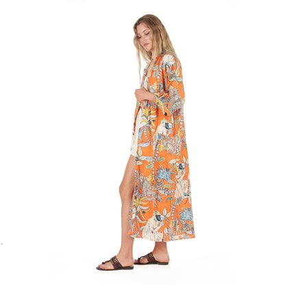 Paradise Petals 100% Cotton Kimono Robe – Bird of Paradise Design, Versatile Use, Free Size, Limited Edition, Soft & Breathable