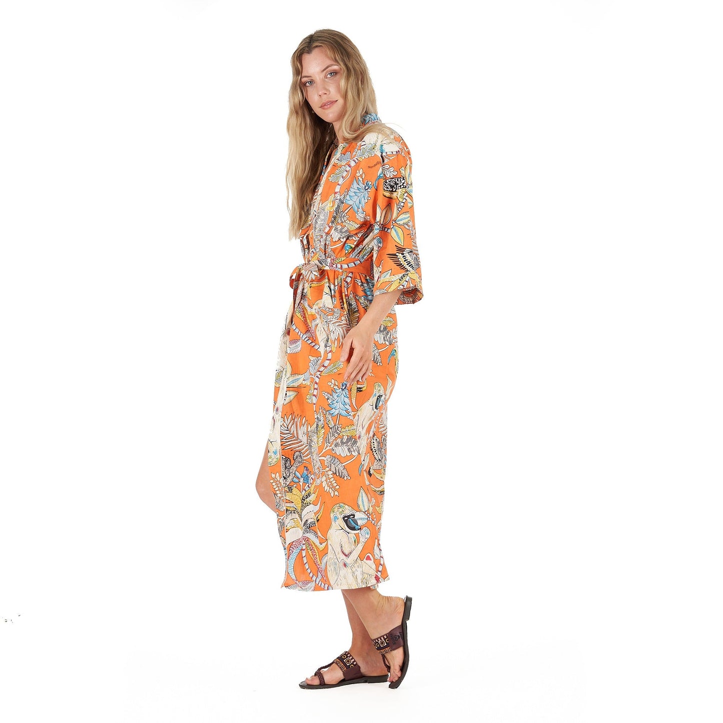 Paradise Petals 100% Cotton Kimono Robe – Bird of Paradise Design, Versatile Use, Free Size, Limited Edition, Soft & Breathable