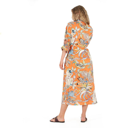 Paradise Petals 100% Cotton Kimono Robe – Bird of Paradise Design, Versatile Use, Free Size, Limited Edition, Soft & Breathable