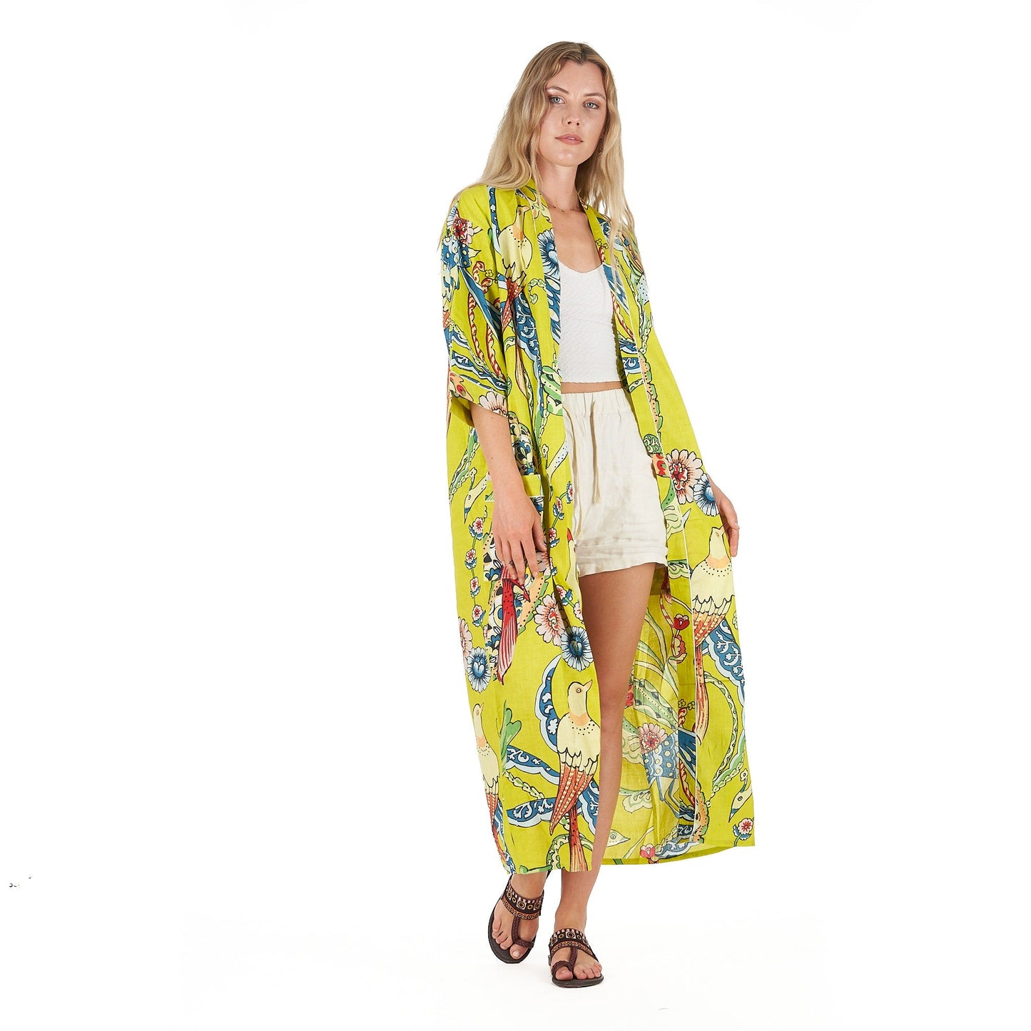 Vibrant Paradise 100% Cotton Kimono Robe – Bird of Paradise Print, Frida Kahlo-Inspired, Multi-Way Wear, Free Size, Limited Edition