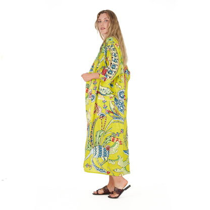 Vibrant Paradise 100% Cotton Kimono Robe – Bird of Paradise Print, Frida Kahlo-Inspired, Multi-Way Wear, Free Size, Limited Edition