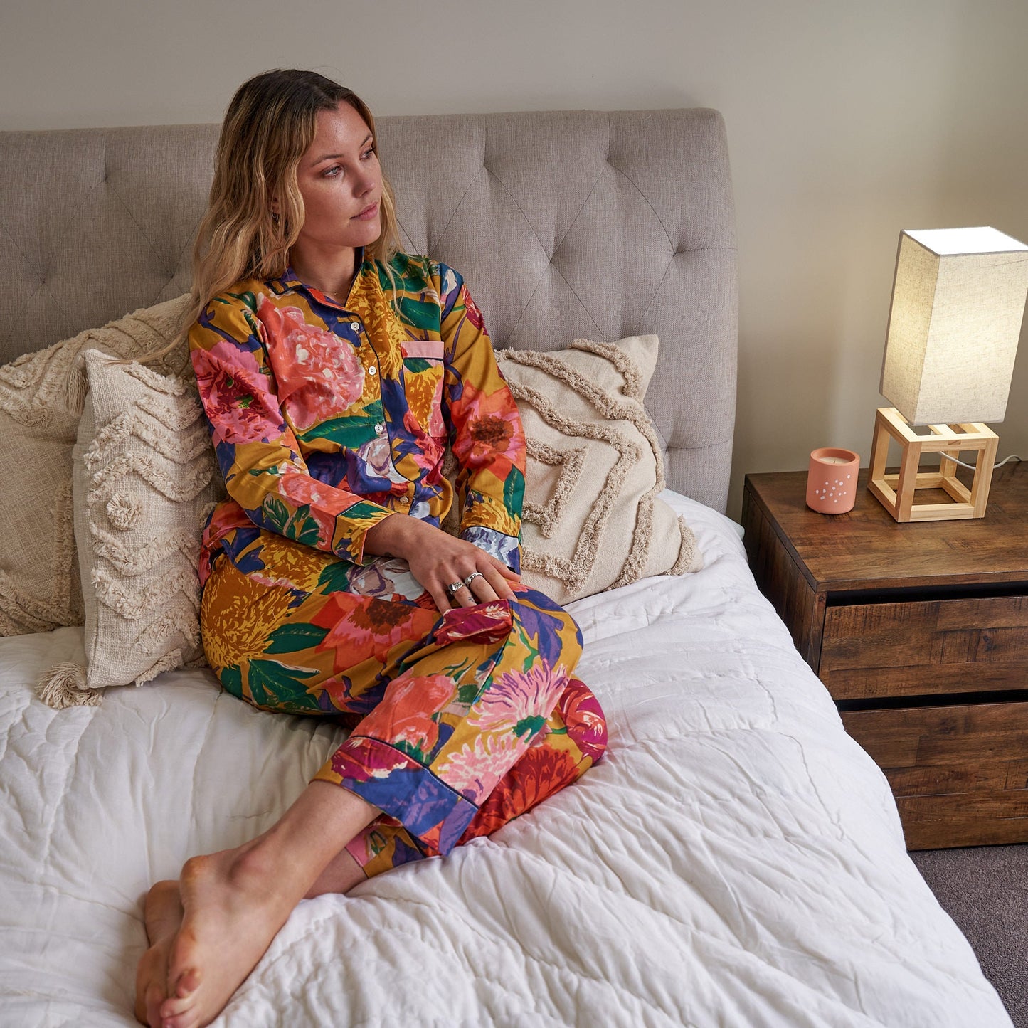 Sweet Dreams 100% Cotton Pajama Set for Women – Hand-Screen Printed Lounge Wear, Cozy Sleepwear, Gift Ready, Limited Edition