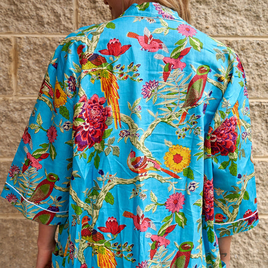 Tropical Topiary 100% Cotton Kimono Robe