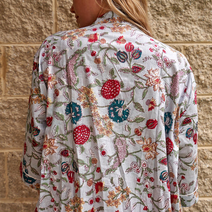 Frida’s Flair 100% Cotton Kimono Robe – Bird of Paradise Hand-Printed Design, Versatile Kimono & Kaftan