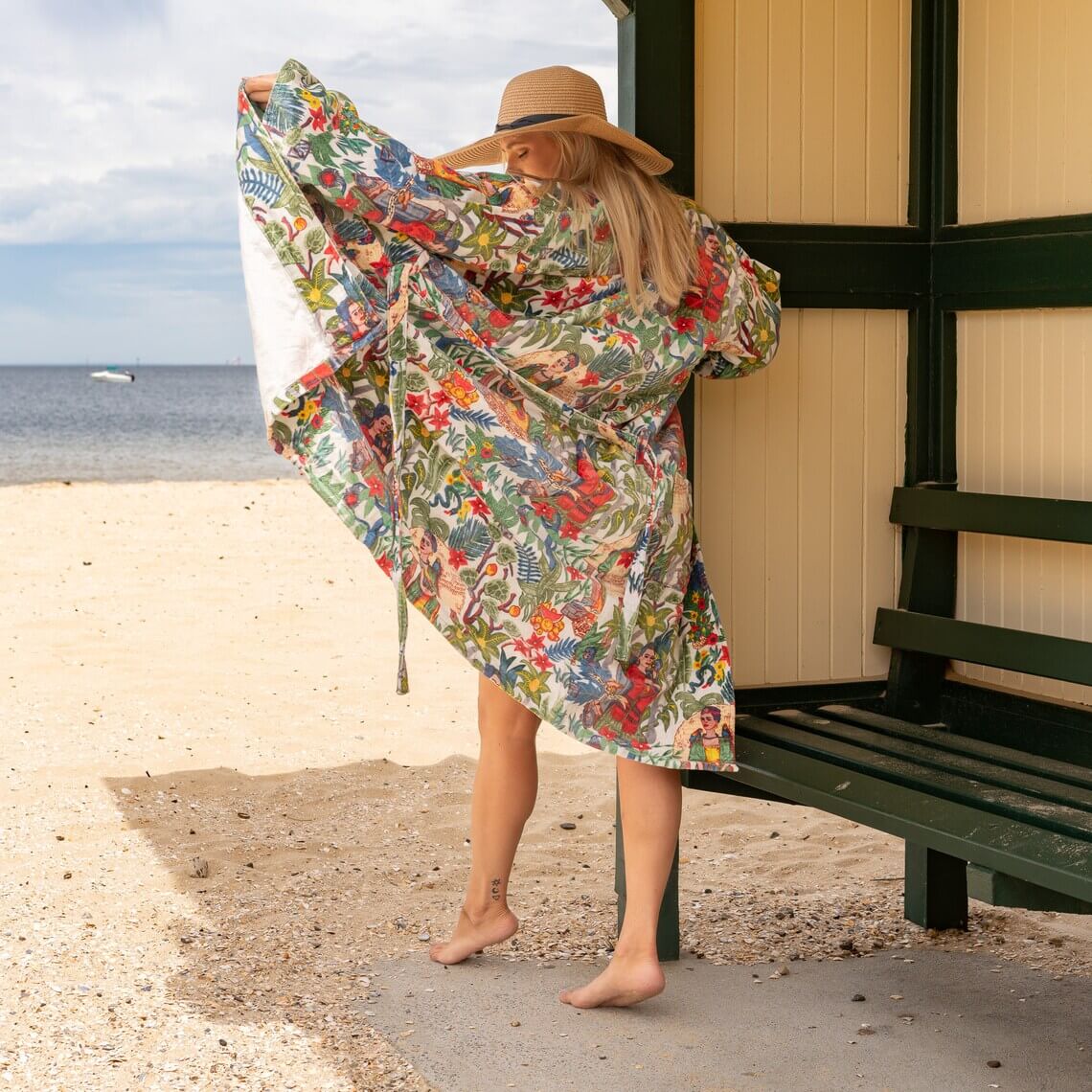 White Kahlo 100% Cotton Velvet Kimono Robe – Luxurious, Versatile & Frida Kahlo-Inspired