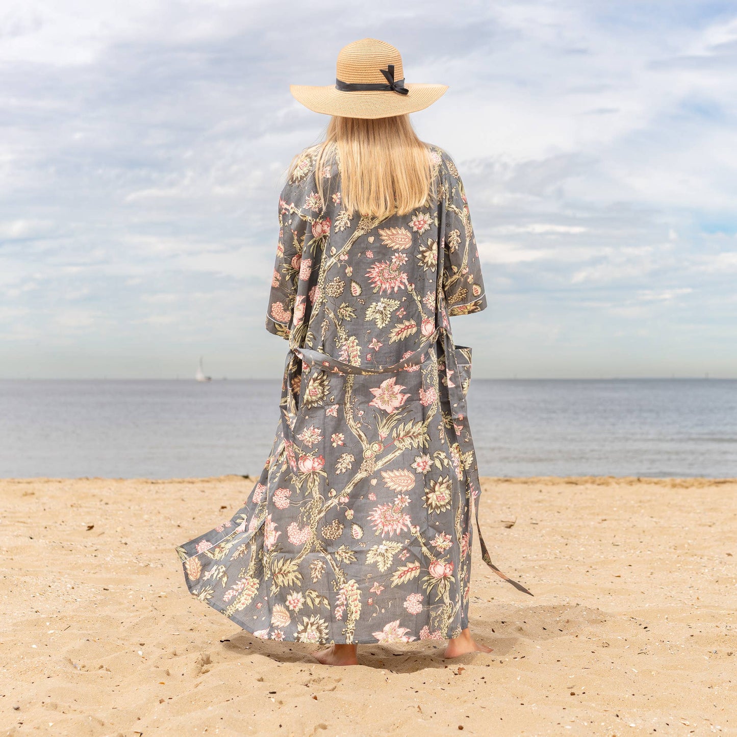 Floral Bliss Women's Cotton Kimono Robe - Frida Kahlo Inspired, Comfortable & Versatile