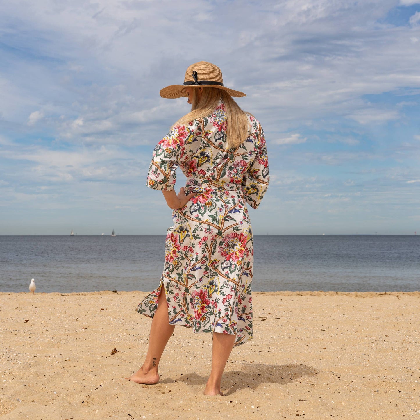 Floral Anthro Women's Cotton Kimono Robe - Elegant Comfort for Every Occasion