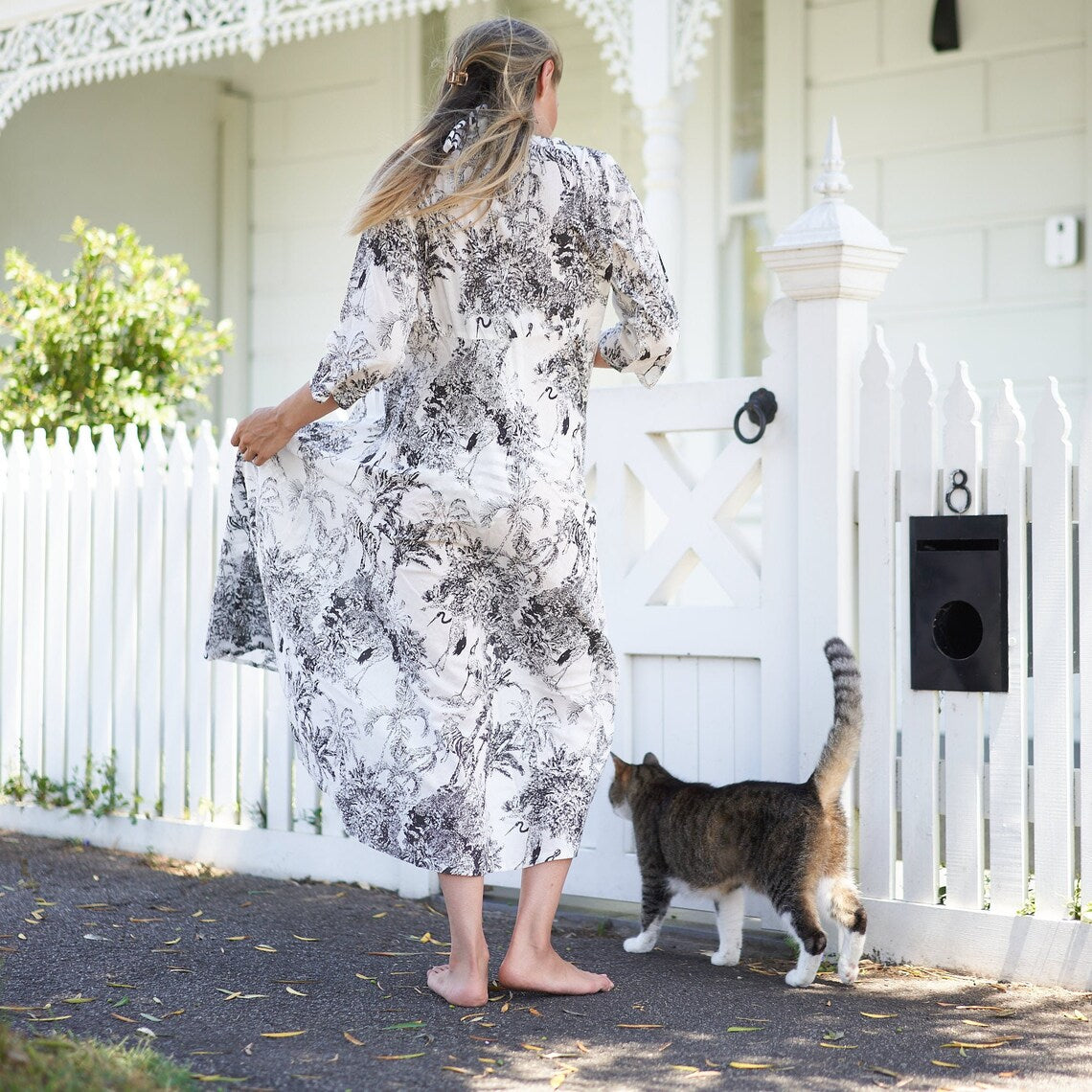 Timeless Tropics 100% Cotton Maxi Dress – Floral Hand-Screen Printed, S/M & L/XL, Limited Edition