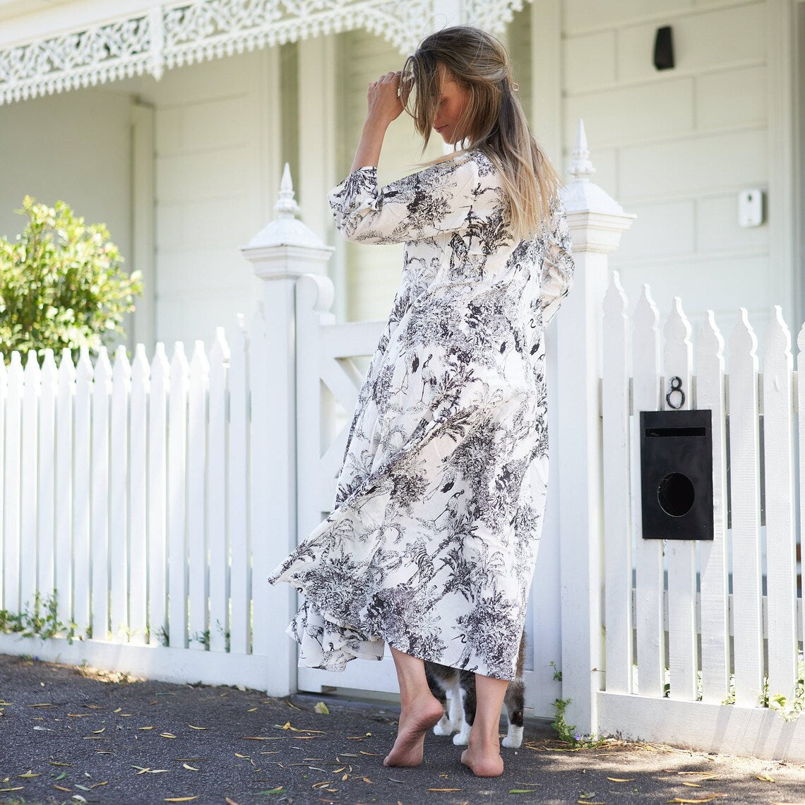 Timeless Tropics 100% Cotton Maxi Dress – Floral Hand-Screen Printed, S/M & L/XL, Limited Edition