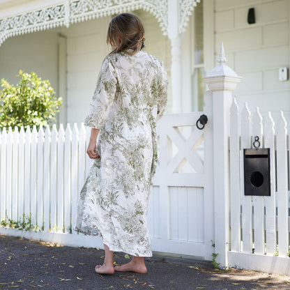 Timeless Tranquility 100% Cotton Maxi Dress – Floral Hand-Screen Printed, S/M & L/XL, Limited Edition