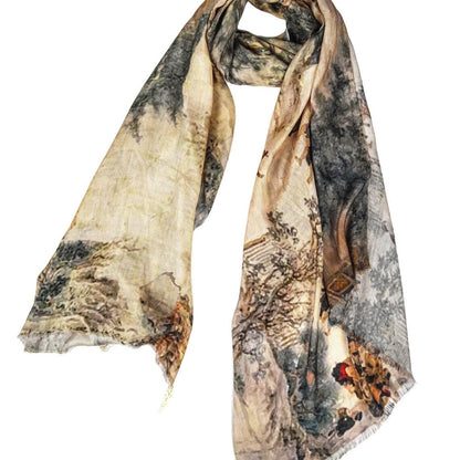 Silk Modal Scarf - Beige/Grey - Eco-Friendly, Luxurious Blend, Soft & Versatile Accessory