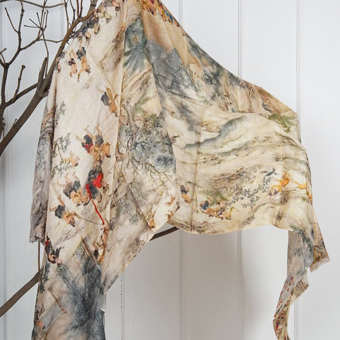 Silk Modal Scarf - Beige/Grey - Eco-Friendly, Luxurious Blend, Soft & Versatile Accessory