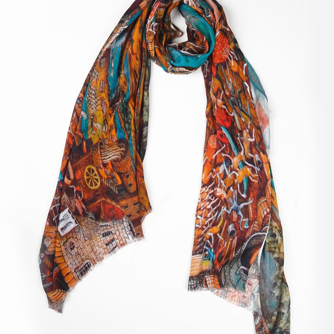 Brown/Blue Luxury Silk Modal Scarf - Eco-Friendly Soft Head & Neck Wrap