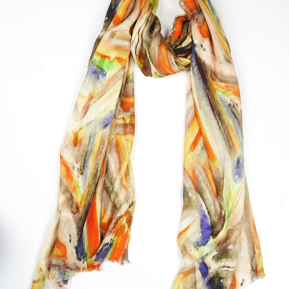 Yellow/Cream Silk Modal Scarf - Eco-Friendly Luxury Head & Neck Wrap