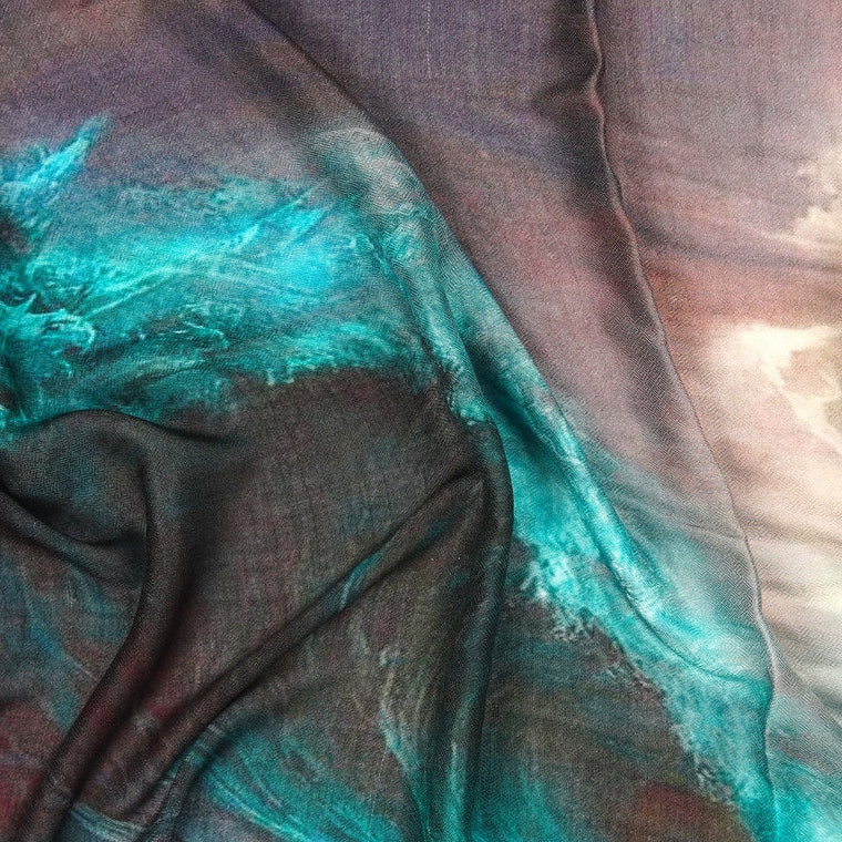 Silk Modal Scarf - Ocean Blue, 90% Modal & 10% Silk, Eco-Friendly, Lightweight Head & Neck Wrap