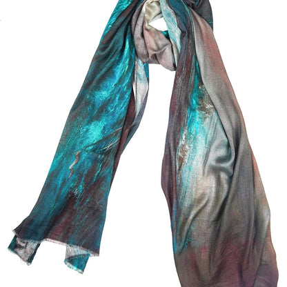 Silk Modal Scarf - Ocean Blue, 90% Modal & 10% Silk, Eco-Friendly, Lightweight Head & Neck Wrap