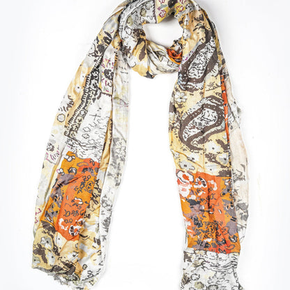 Silk Modal Scarf – White/Yellow – Luxury Eco-Friendly Blend of 90% Modal & 10% Silk