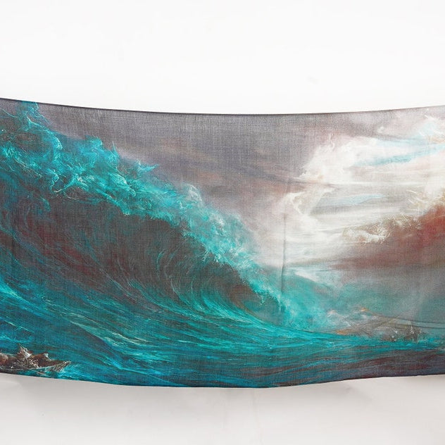 Silk Modal Scarf - Ocean Blue, 90% Modal & 10% Silk, Eco-Friendly, Lightweight Head & Neck Wrap