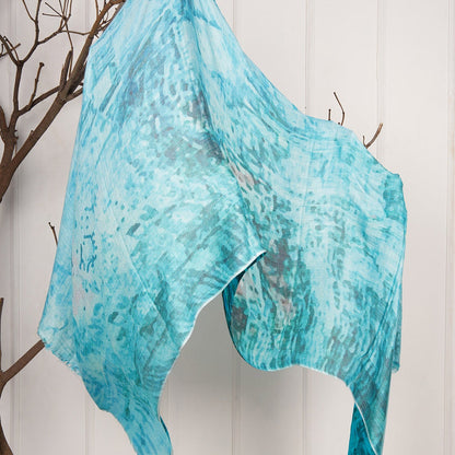 Silk Modal Scarf - Blue, 90% Modal & 10% Silk, Eco-Friendly, Soft & Lightweight Head & Neck Wrap