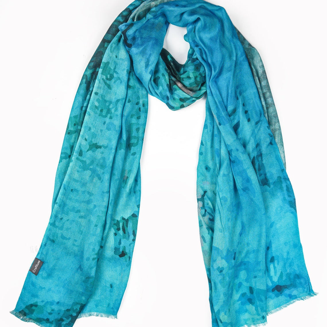 Silk Modal Scarf - Blue, 90% Modal & 10% Silk, Eco-Friendly, Soft & Lightweight Head & Neck Wrap