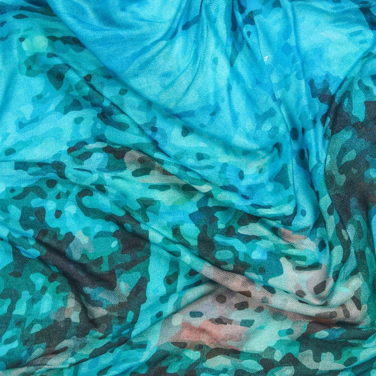 Silk Modal Scarf - Blue, 90% Modal & 10% Silk, Eco-Friendly, Soft & Lightweight Head & Neck Wrap