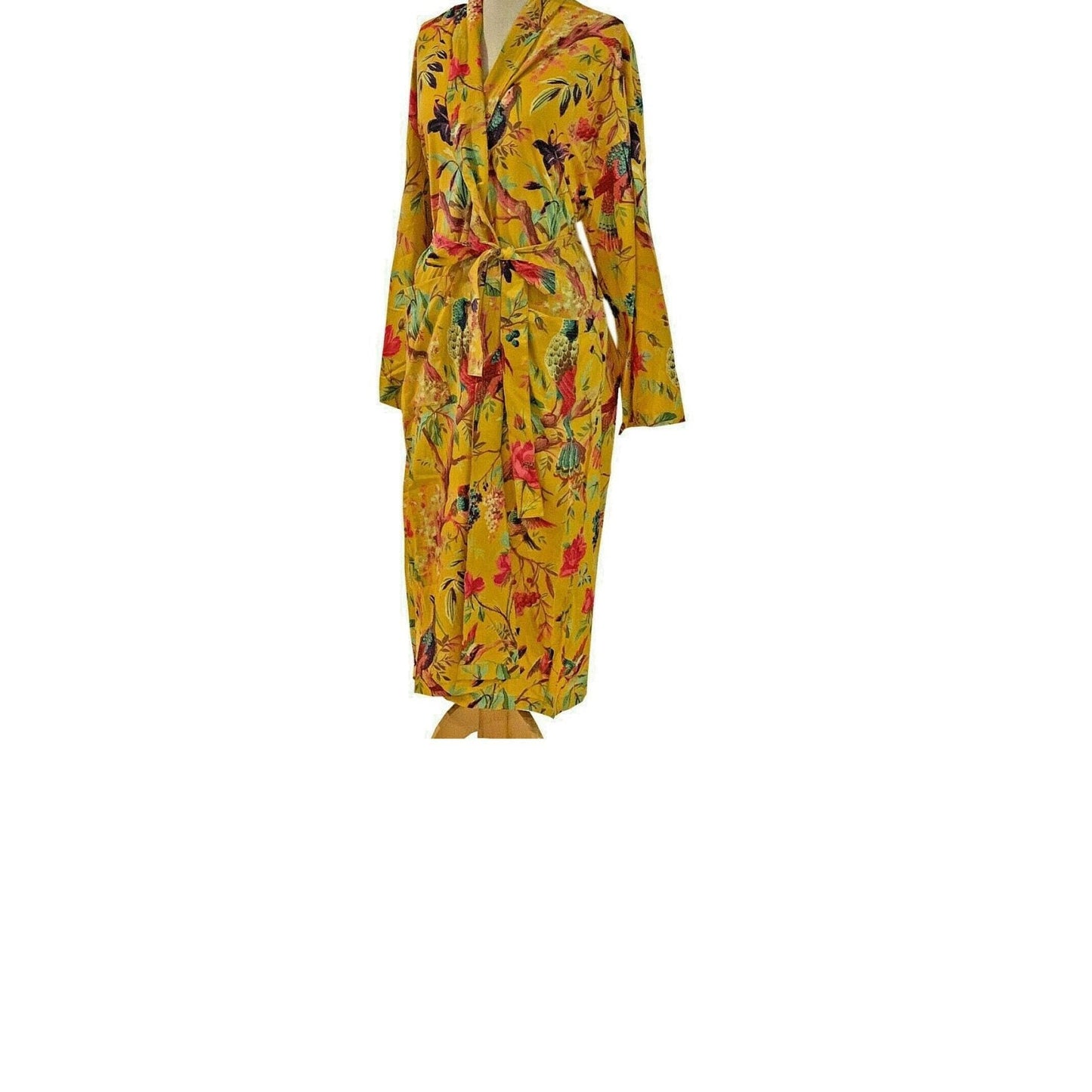 Birds of Paradise 100% Cotton Kimono Bathrobe - Frida Kahlo Inspired Design - Versatile 48-inch Free Size - Made in India - Limited Edition