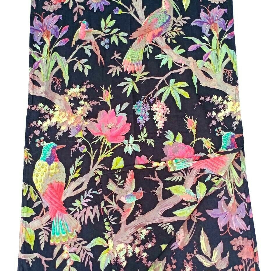 Noir Birds & Blooms 100% Cotton Scarf - Multi-Coloured Bird of Paradise Design - 160x40cm Neck Wrap - Lightweight & Elegant - Made in Australia