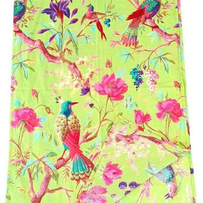 Spring Fling Bird of Paradise 100% Cotton Scarf - Vibrant Multi-Coloured Neck Wrap - 160x40cm - Lightweight & Breathable - Made in Australia