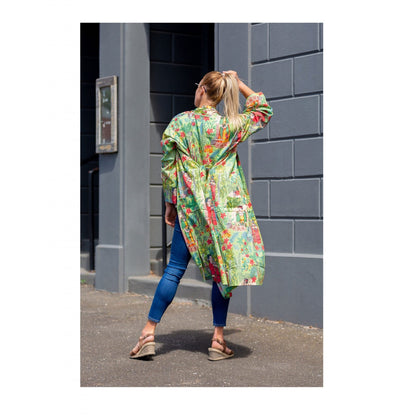 Jungle Days Kimono 100% Cotton Bathrobe – Bird of Paradise Jungle Design, 100% Cotton Cambric, Free Size, Versatile Style, Limited Edition