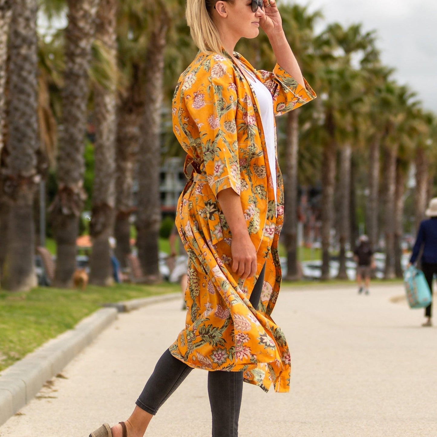 Ornamental Orange Kimono 100% Cotton Bathrobe – Bird of Paradise Inspired, Multi-Use, Free Size, Limited Edition, 48 Inches